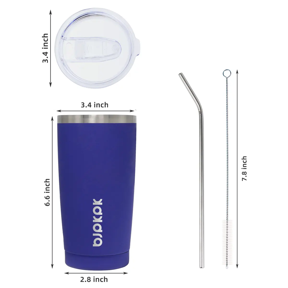 BJPKPK 20 oz Insulated Stainless Steel Tumbler with Lid & Straw | Keeps Drinks Cold 24 Hrs, Hot 12 Hrs - view 3