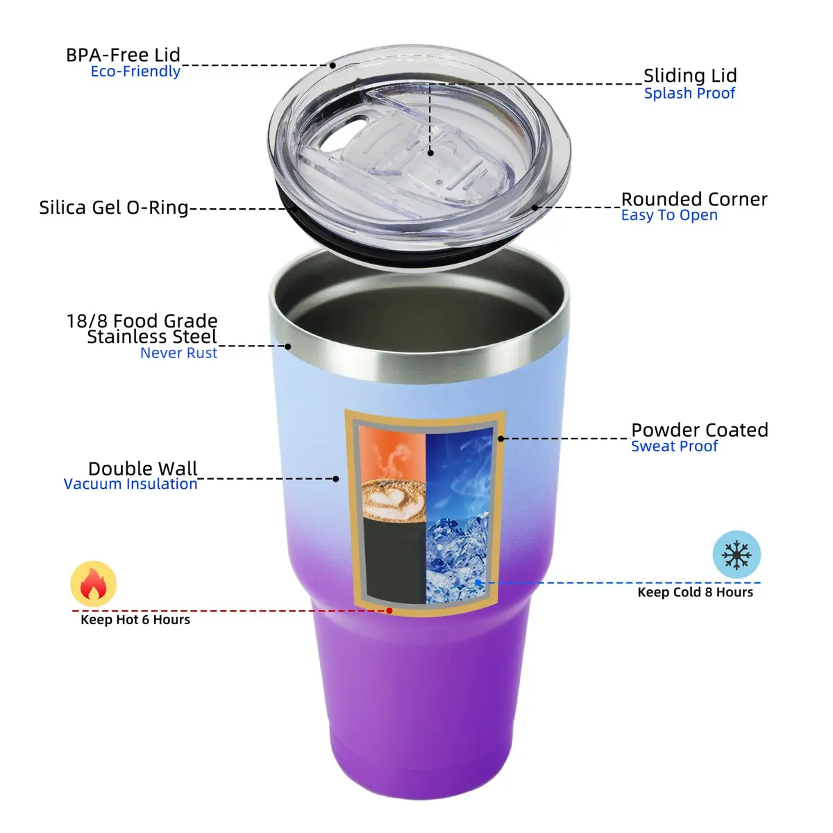 BJPKPK 30 oz (890 ml) Insulated Tumbler with Lid and Straw | Double Wall Vacuum Stainless Steel - view 3