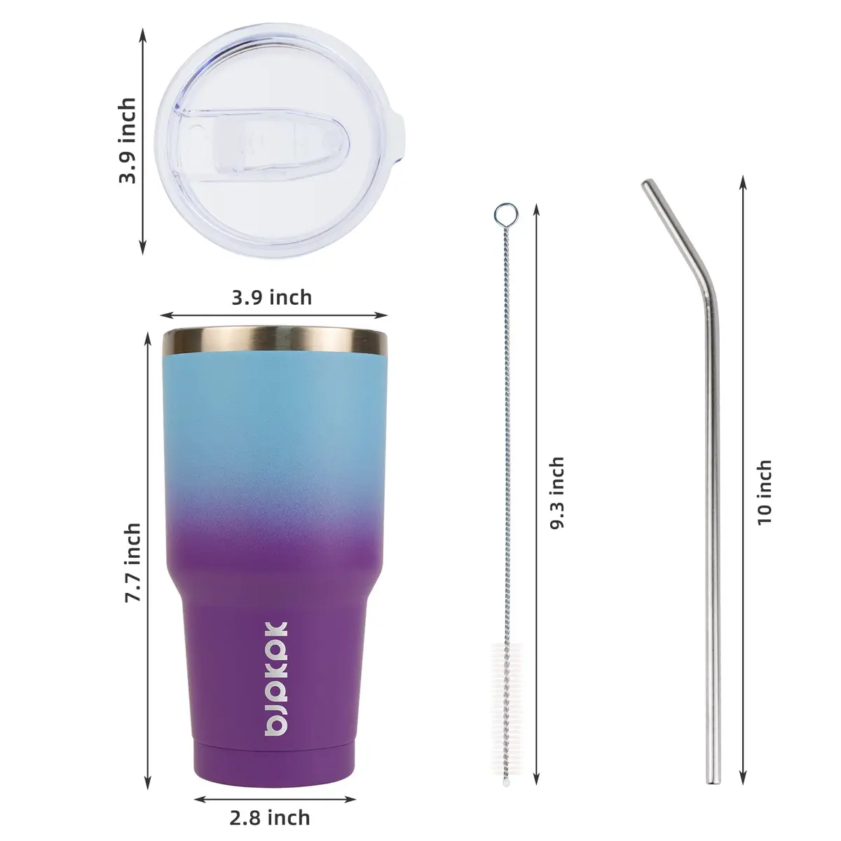 BJPKPK 30 oz (890 ml) Insulated Tumbler with Lid and Straw | Double Wall Vacuum Stainless Steel - view 4
