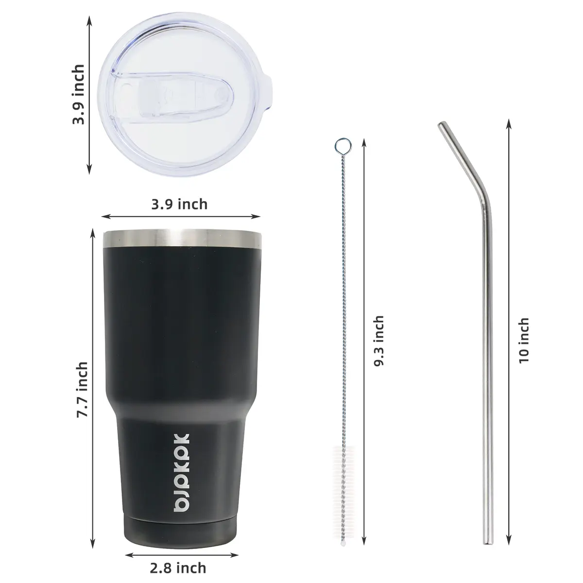 BJPKPK 30 oz Insulated Tumbler with Lid and Straw | Double Wall Vacuum, BPA Free, Leak Proof, Keeps Hot/Cold, Travel & Beach Ready, Car Holder Fit, Black - view 2