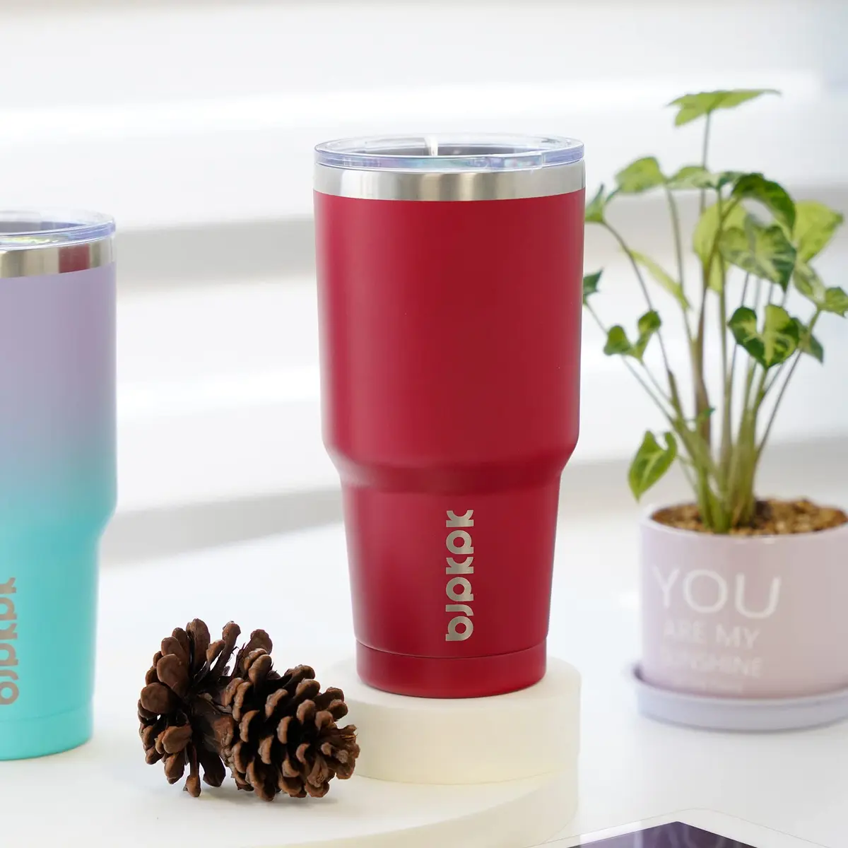 BJPKPK 30 oz Tumbler with Lid and Straw, Insulated Stainless Steel Cup | Keeps Drinks Hot or Cold for Hours - view 4