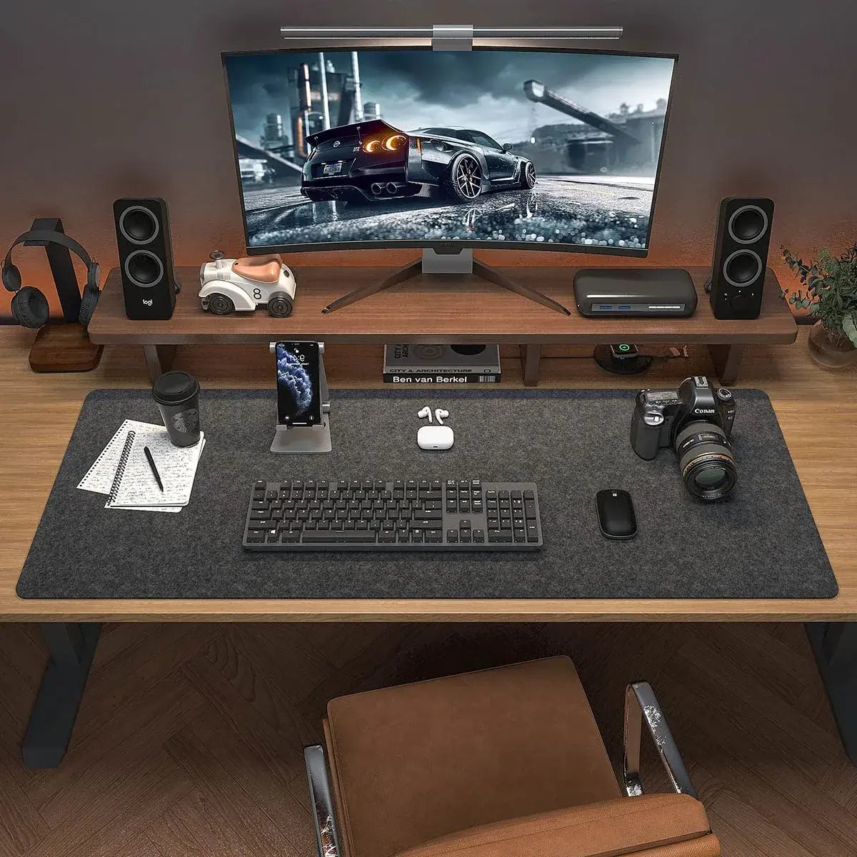 DAWNTREES Large Felt Desk Mat 101cm x 40cm (40''x16'') | Noise-Absorbing & Scratch-Resistant for Office & Home - view 4
