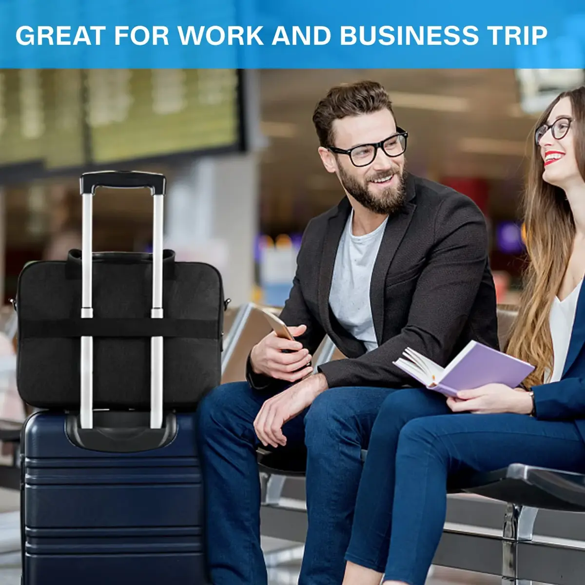 BAGSMART Laptop Bag 15.6 Inch Briefcase for Men & Women | Water-Repellent Work Bag with Lockable Zippers - view 7