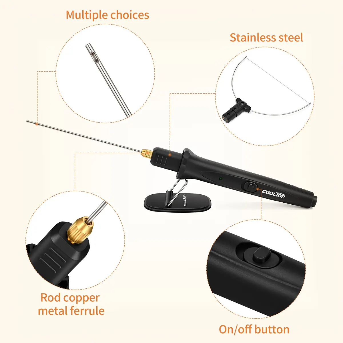 COOLTOP 18W Hot Wire Foam Cutter Kit with 3 Tips & Cleaning Pen | 6 inch (15cm) Stainless Steel Blade - view 4