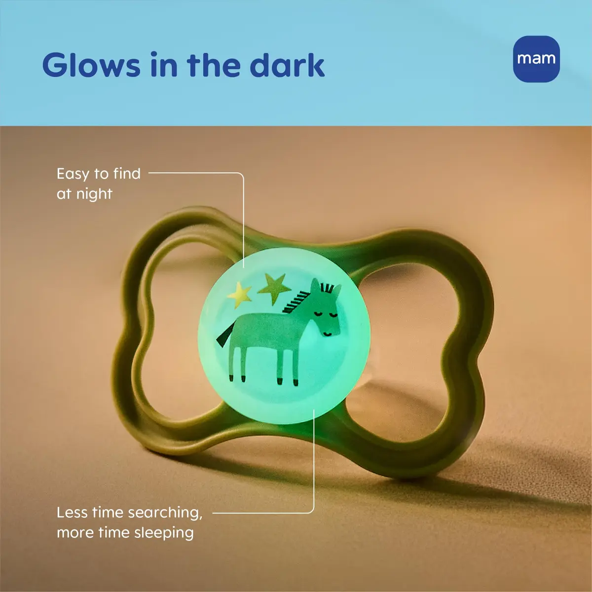 MAM Supreme Baby Pacifier 16+ Mths Glow-in-the-Dark 2-Pack | Developed with Orthodontists & Pediatric Dentists - view 3