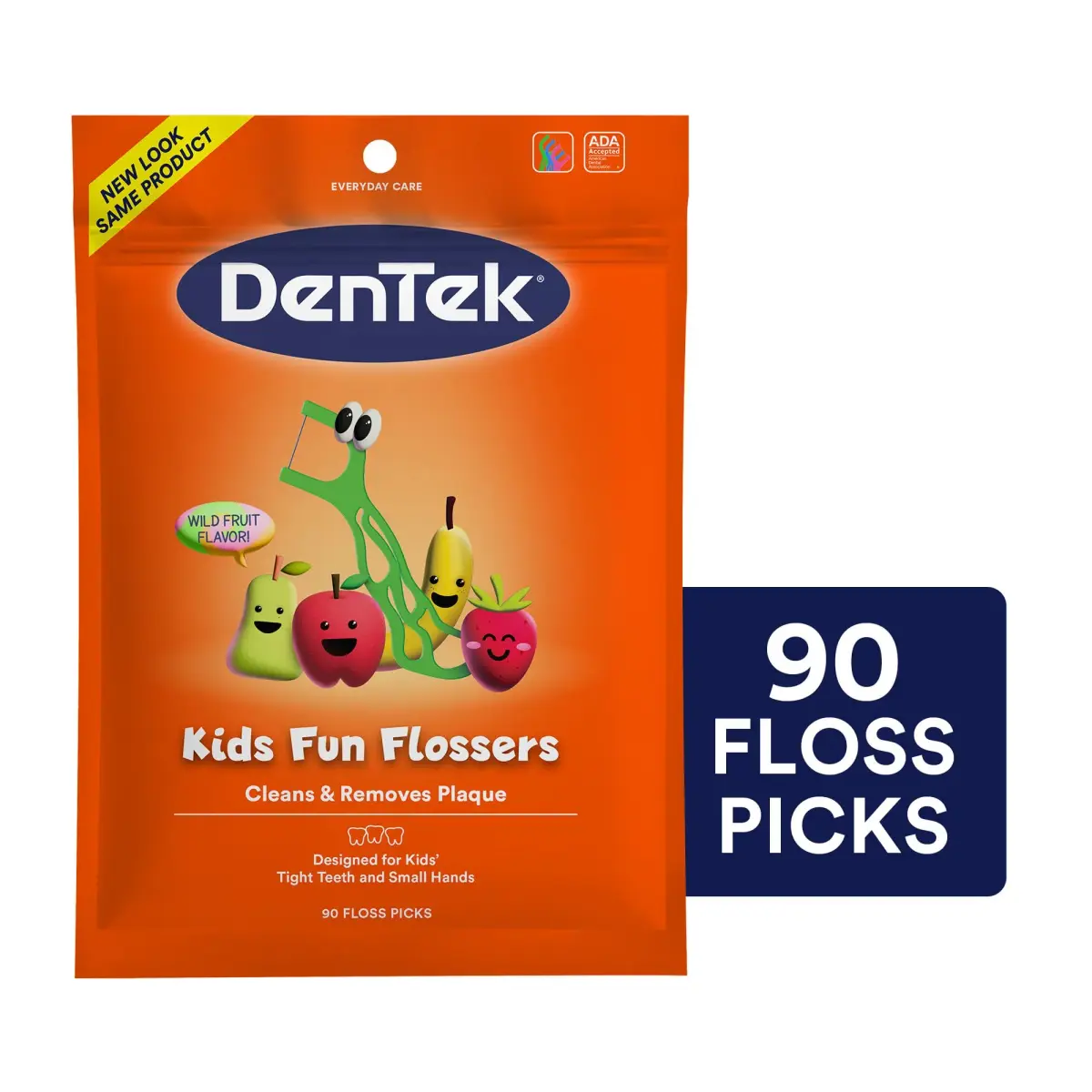DenTek Kids Fun Flossers Wild Fruit Flavor 90 Count | ADA Accepted Floss Picks for Kids Ages 10 and Under - view 9