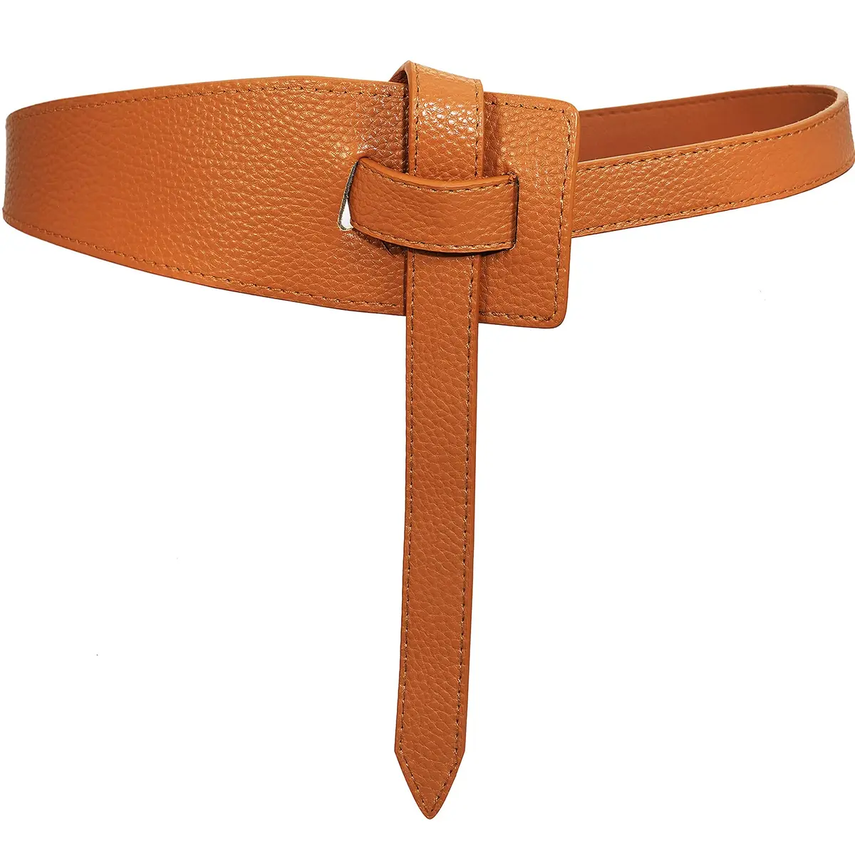 Glamorstar Women Leather Belts Vintage Irregular Waist Belt for Dresses Tie Knot Waistband Belt Brown 120CM/47.2IN | Adjustable Tie Closure - main product image