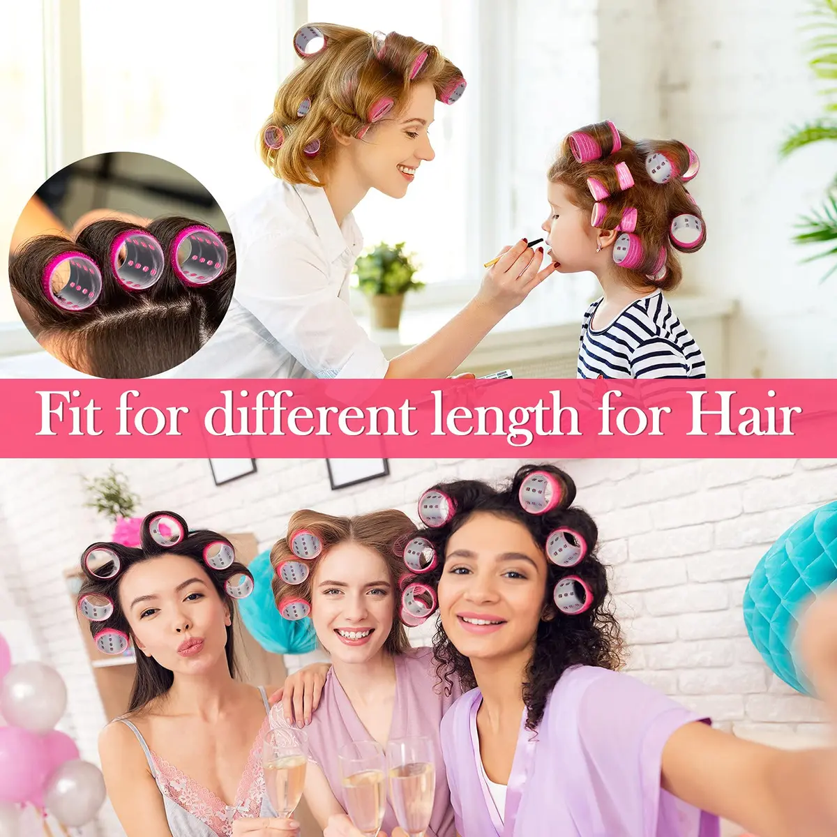 Willbond Self Grip Hair Rollers 37 pcs | Pink Series for Wavy & Curly Styles - view 6