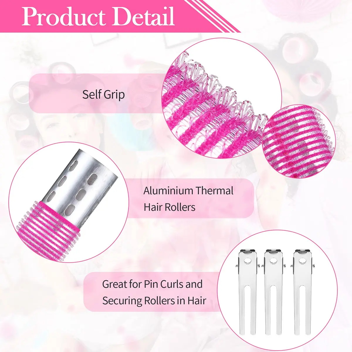 Willbond Self Grip Hair Rollers 37 pcs | Pink Series for Wavy & Curly Styles - view 2