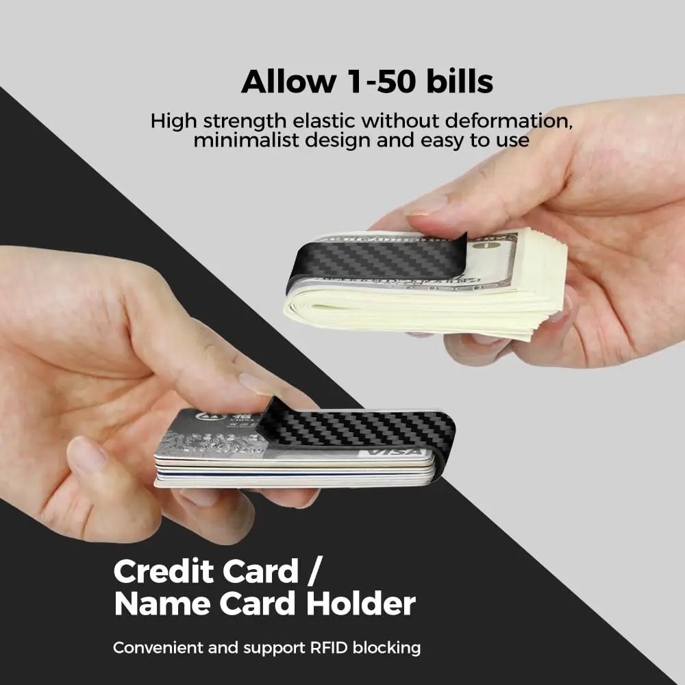 MONOCARBON Carbon Fiber Money Clip for Men | 2.8in (7.1cm) Slim Minimalist Wallet - view 5