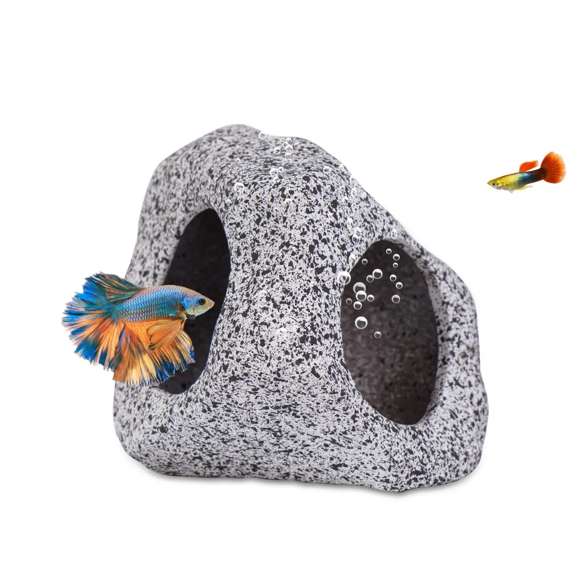Ameliade Betta Fish Tank Rock Cave Decor Medium | Natural Ceramic Hideaway for Betta, Shrimp, Small Fish - main product image