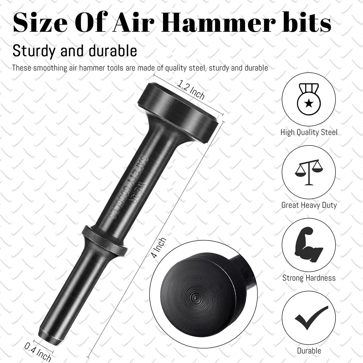 Mudder Smoothing Pneumatic Hammer Attachment 10x3x3 cm | Durable Steel Chisel for Demolition - view 2