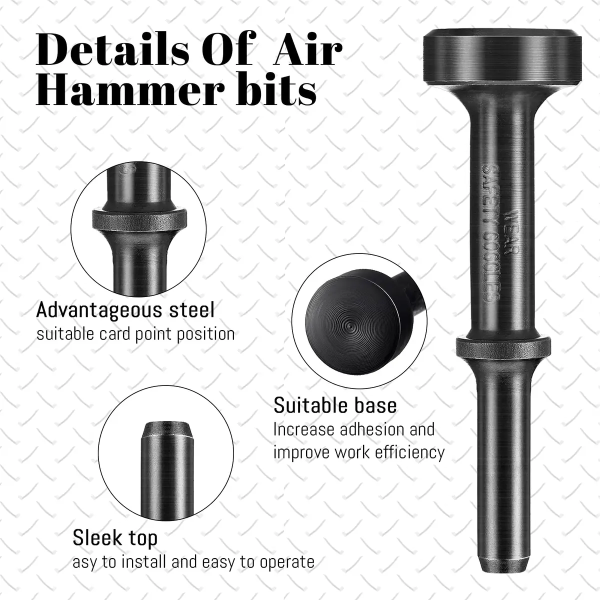 Mudder Smoothing Pneumatic Hammer Attachment 10x3x3 cm | Durable Steel Chisel for Demolition - view 3