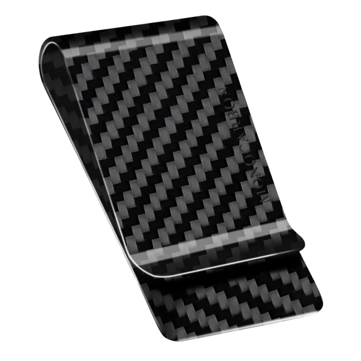 MONOCARCAR Carbon Fiber Money Clip Wallet for Men - Minimalist Money Holder - Strong Elastic Clip for Cash, Slim and Durable (Twill Glossy Black) - main product image