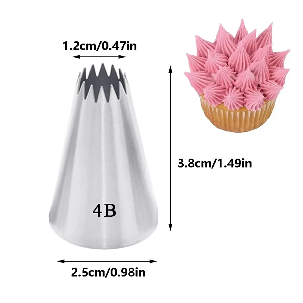 Bmaacye Large Piping Tips Set for Cake Cupcake Decorating | 5 Stainless Steel Nozzles for Creative Frosting (70-120 chars) - view 5