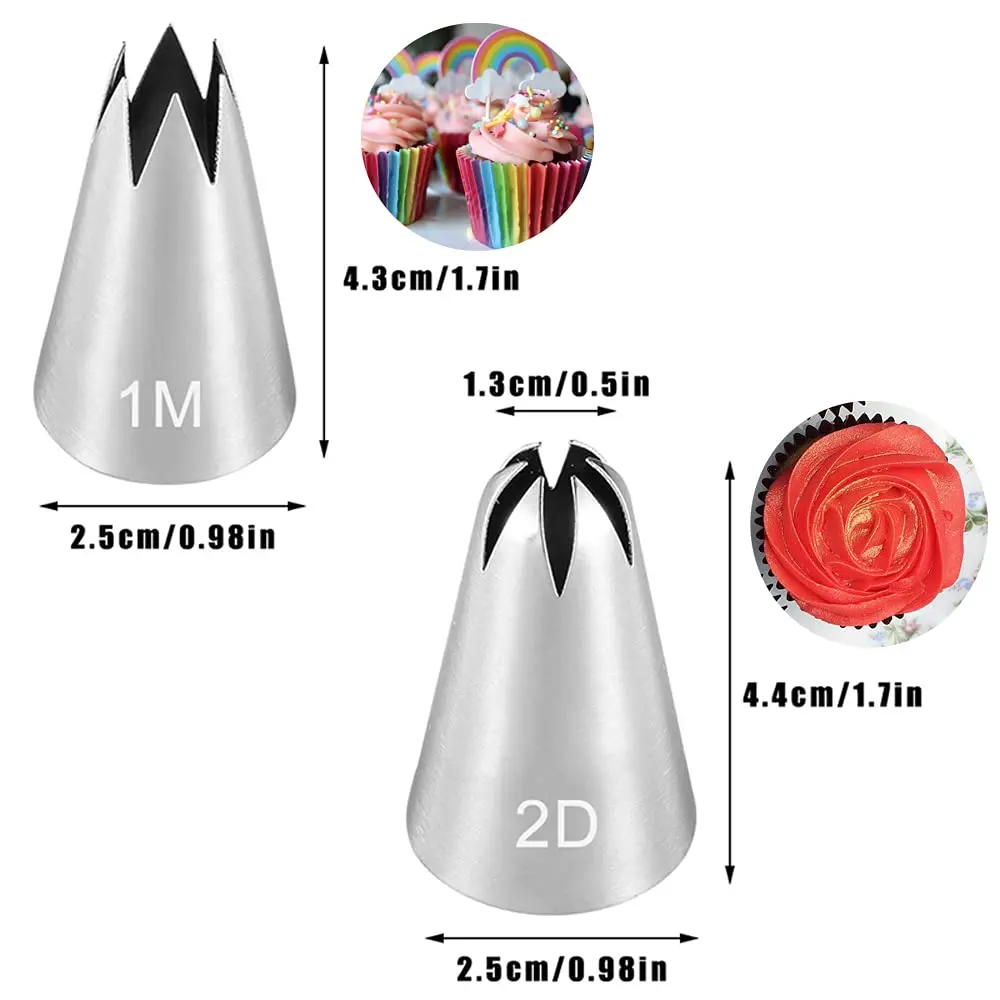 Bmaacye Large Piping Tips Set for Cake Cupcake Decorating | 5 Stainless Steel Nozzles for Creative Frosting (70-120 chars) - view 3