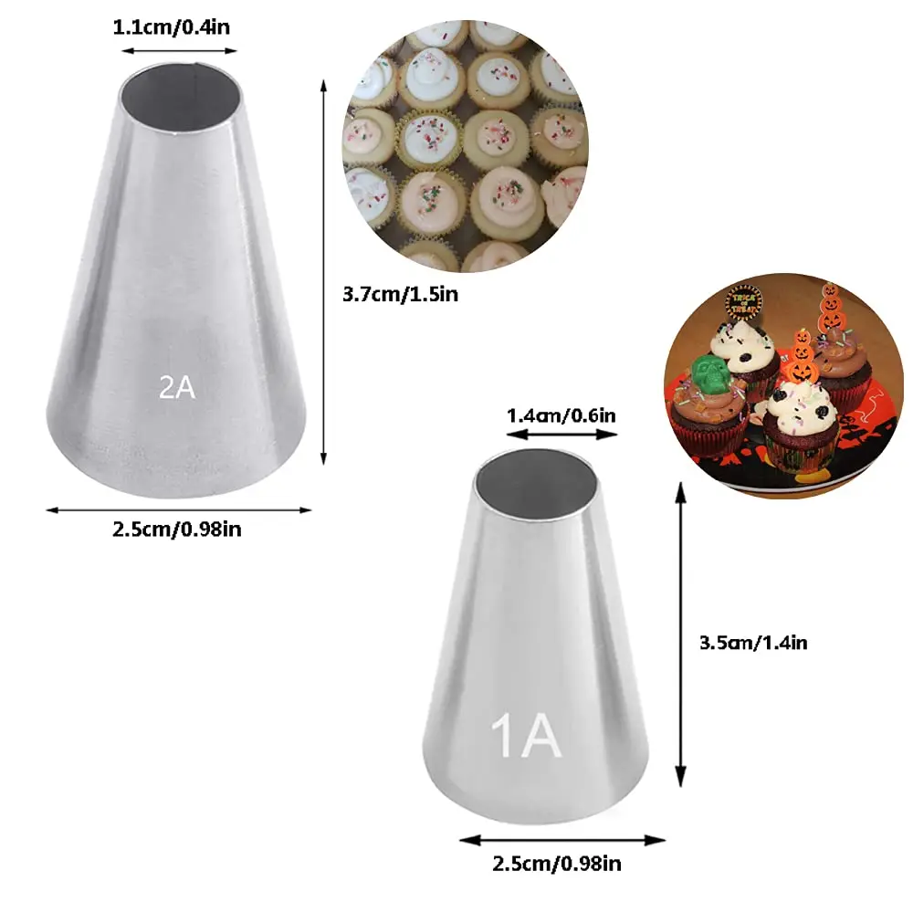 Bmaacye Large Piping Tips Set for Cake Cupcake Decorating | 5 Stainless Steel Nozzles for Creative Frosting (70-120 chars) - view 4