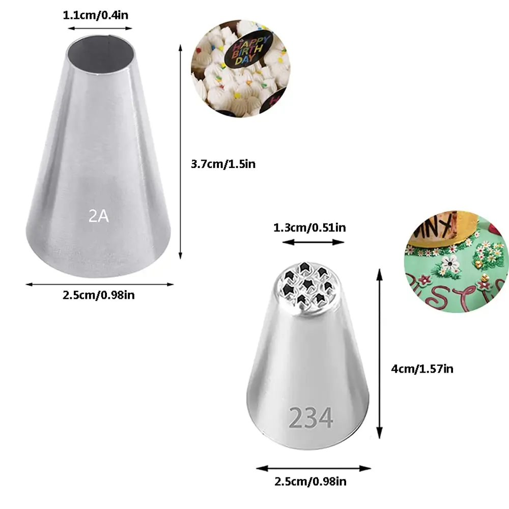 Bmaacye Large Icing Piping Tips Set for Cake Decorating,6 Tips | Stainless Steel Nozzles for Cake & Cookie Art - view 4