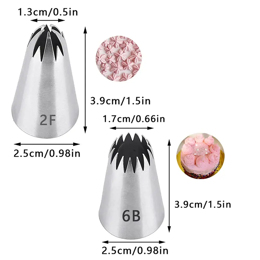 Bmaacye Large Icing Piping Tips Set for Cake Decorating,6 Tips | Stainless Steel Nozzles for Cake & Cookie Art - view 3