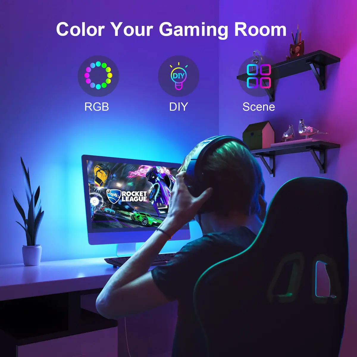 Nexillumi LED Strip Lights 5m (16.4ft) for 55-75 Inch TVs | App & Music Sync Ambient Lighting - view 6