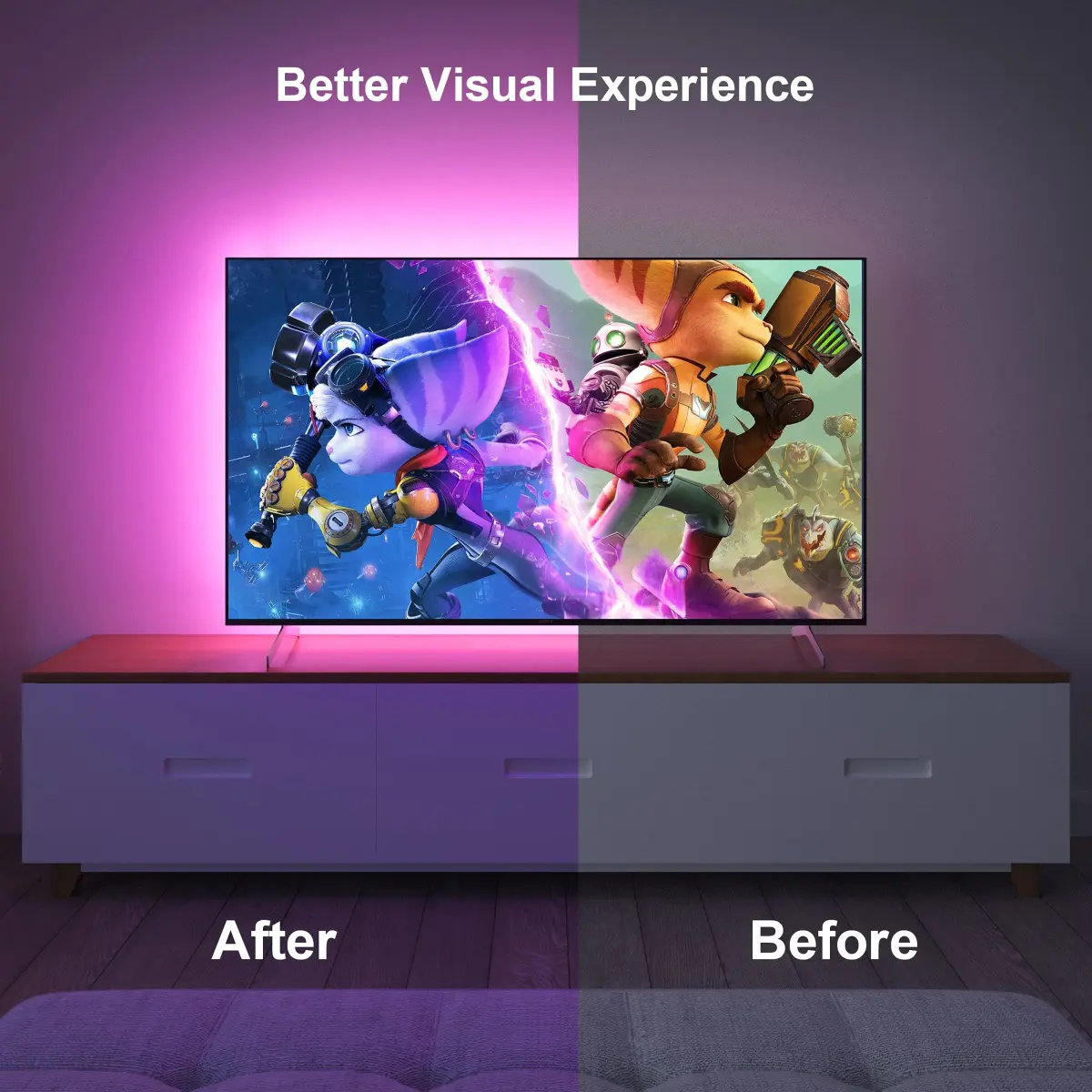 Nexillumi LED Strip Lights 5m (16.4ft) for 55-75 Inch TVs | App & Music Sync Ambient Lighting - view 3