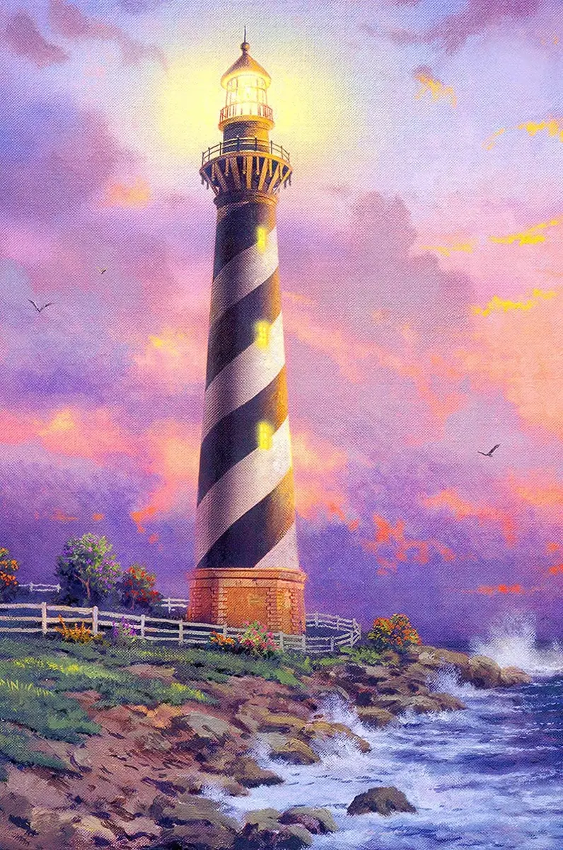 NAIMOER 5D Diamond Art Kits for Adults Seaside Lighthouse Round Full Drill 12x16 inches | Relaxing Craft for Home Decor - main product image