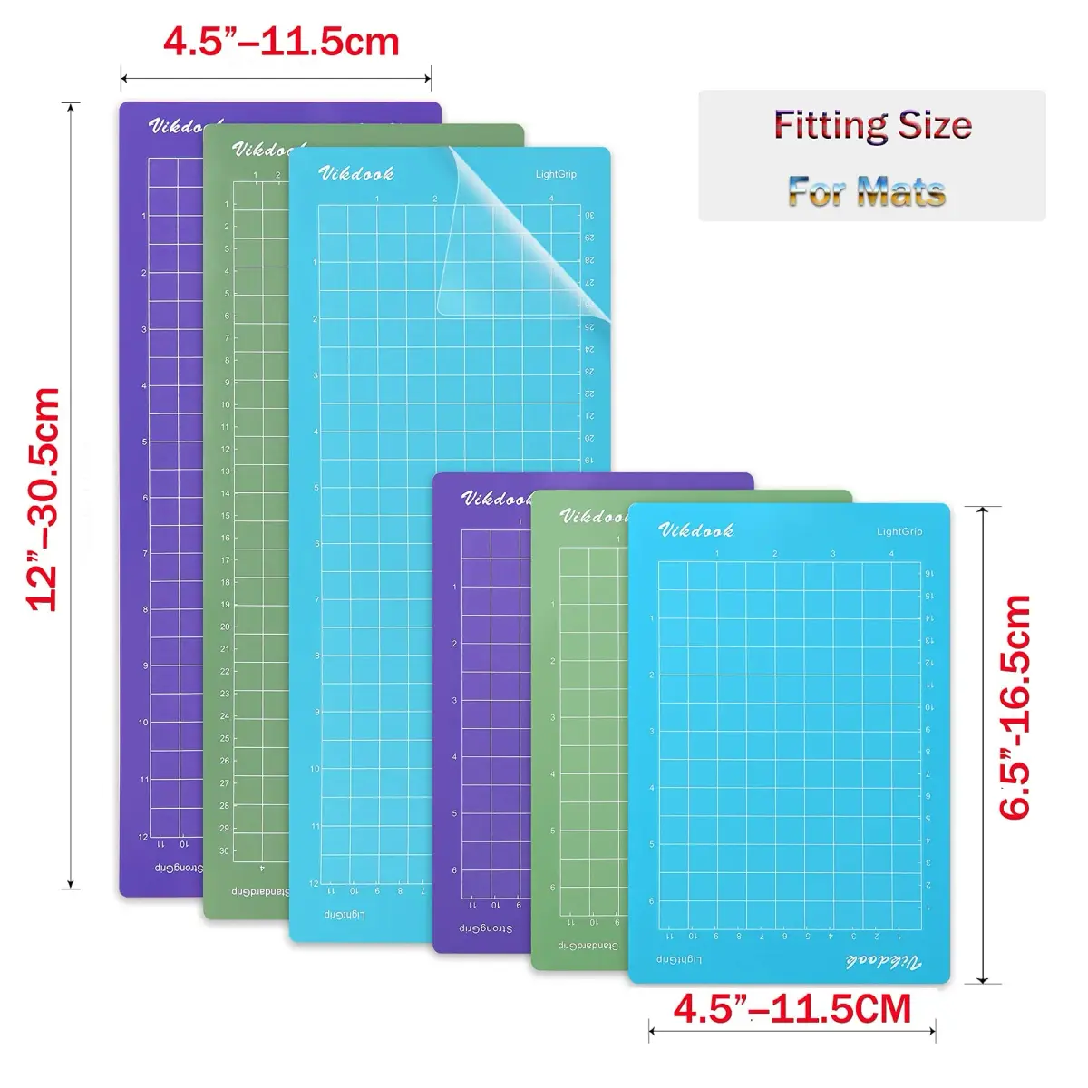 VIKDOOK Cutting Mat for Cricut Joy 4.5”x12” & 4.5”x6.5” Variety Grip 6-Pack | Sticky Adhesive Mats for Paper, Vinyl, Cardstock - view 5