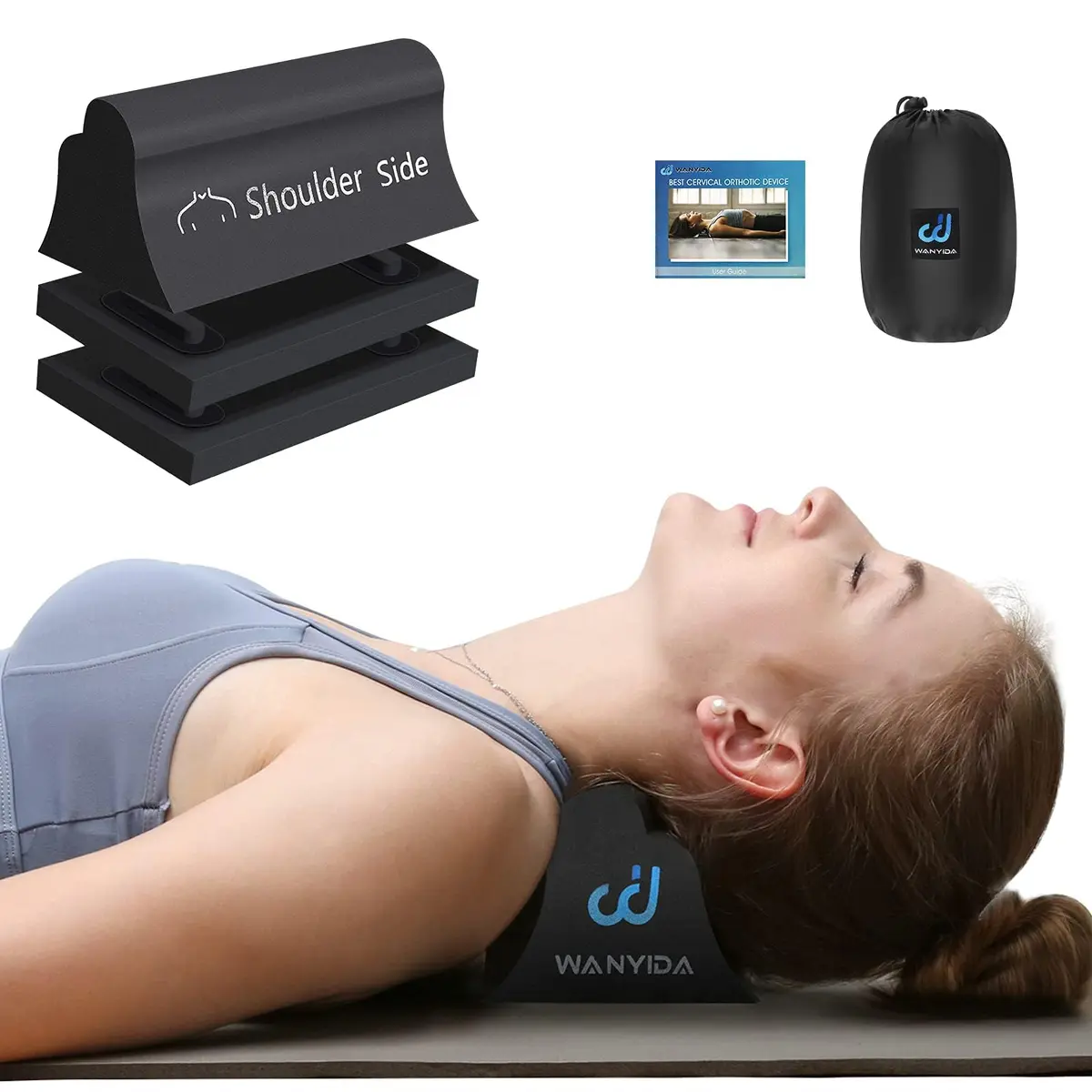 WANYIDA Neck and Shoulder Relaxer Black 20.3 cm (8 in) | Cervical Traction Device for Pain Relief - main product image