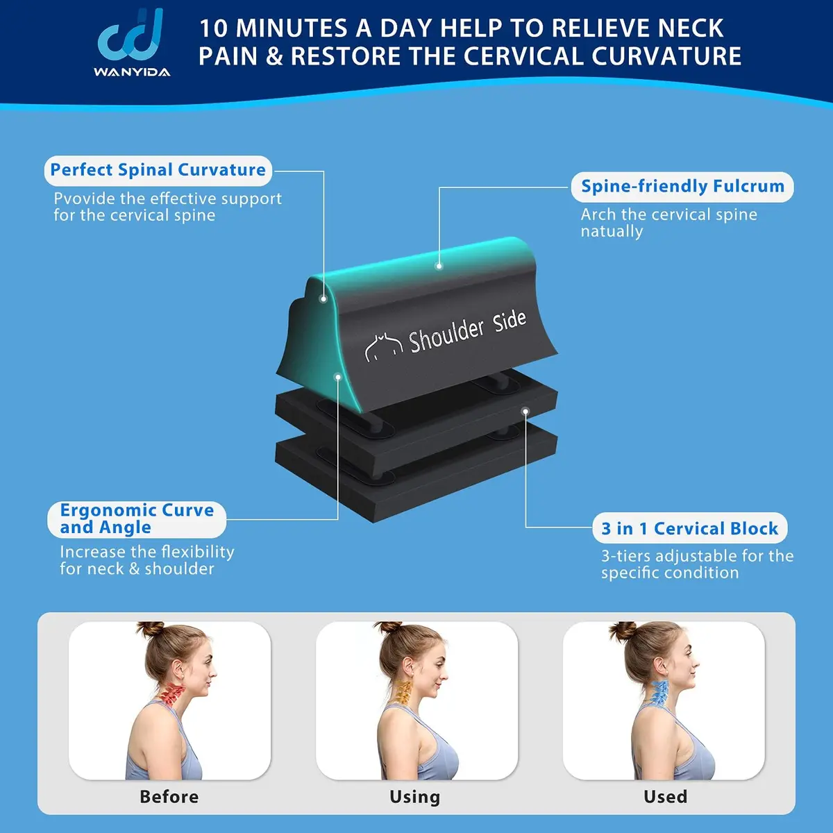 WANYIDA Neck and Shoulder Relaxer Black 20.3 cm (8 in) | Cervical Traction Device for Pain Relief - view 2