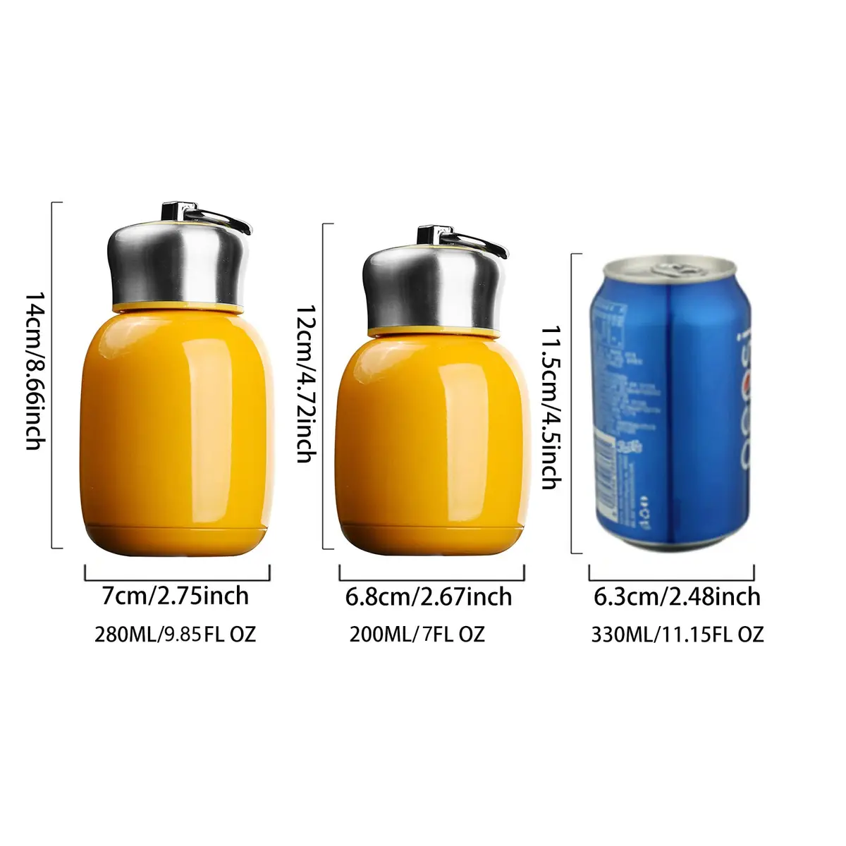 Comeon 7oz Mini Stainless Steel Water Bottle Vacuum Insulated Mug, Orange | Keeps Drinks Hot/Cold 6hrs - view 2