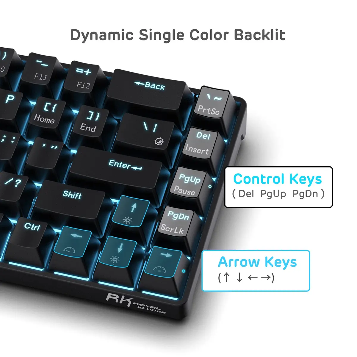 RK ROYAL KLUDGE RK68 Wireless Mechanical Keyboard 65% Compact Bluetooth Gaming Keyboard with Red Switches - view 6