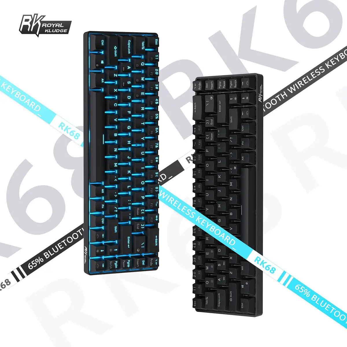 RK ROYAL KLUDGE RK68 Wireless Mechanical Keyboard 65% Compact Bluetooth Gaming Keyboard with Red Switches - view 9