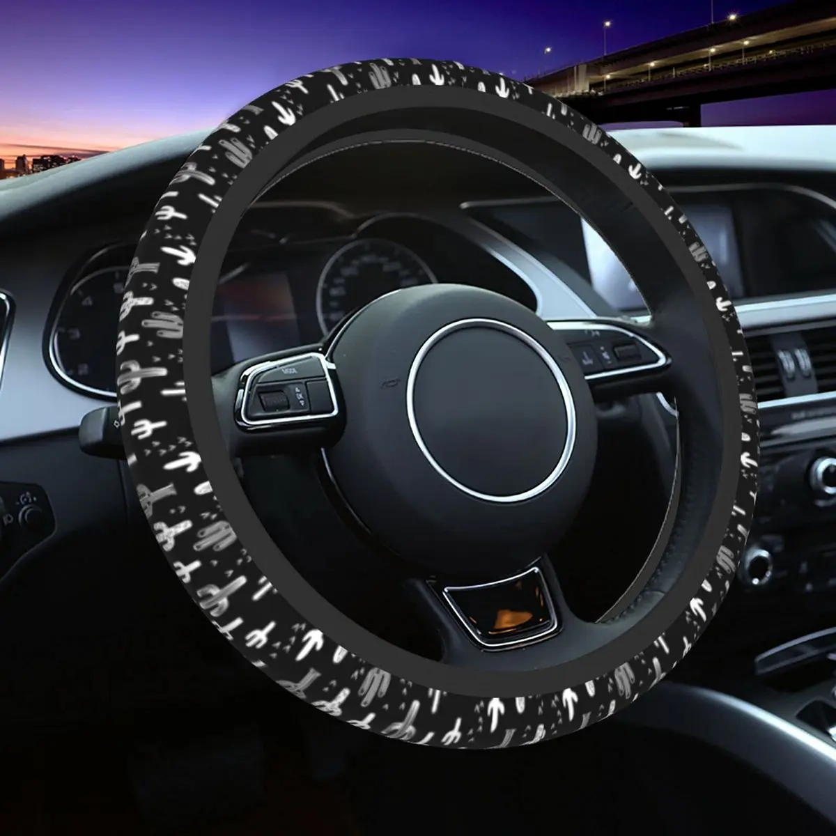 KUOAICY Fun Western Cactus Steering Wheel Cover 15 in | Breathable Neoprene, Universal Fit - view 7