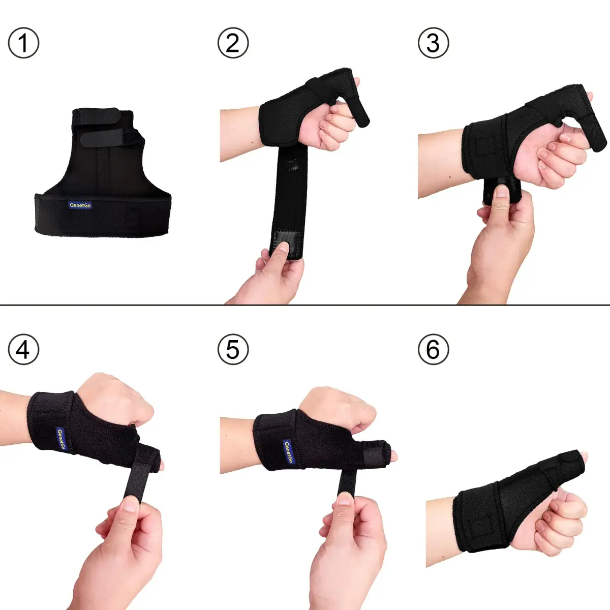 GenetGo Trigger Thumb Splint Brace for Right or Left Hand | Black, One Size - view 7