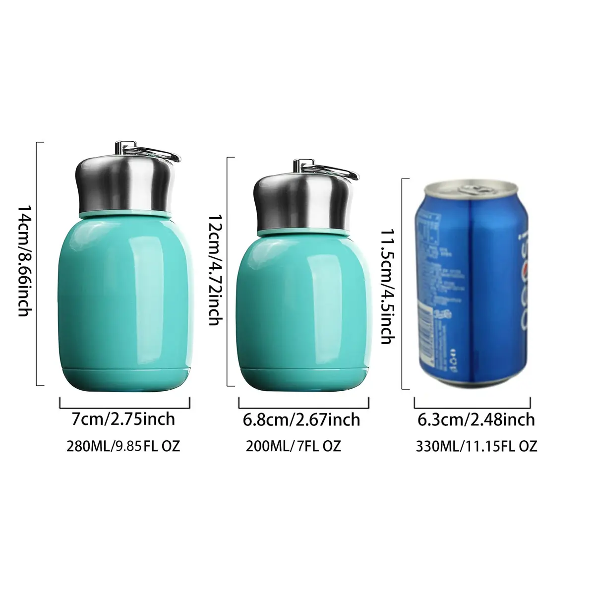 Comeon 9.5oz Stainless Steel Water Bottle Vacuum Insulated Mug, Teal | Keeps Drinks Hot/Cold 6hrs - view 2