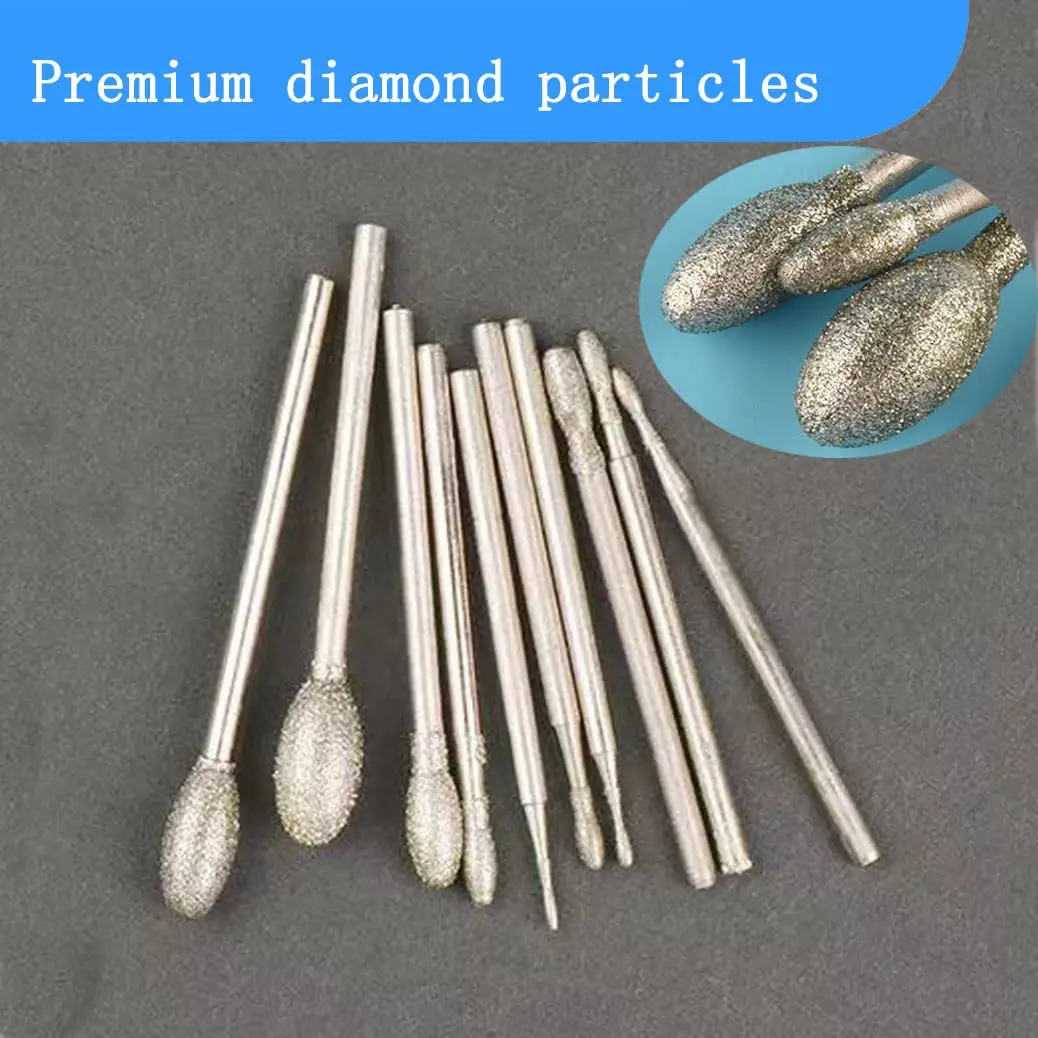 Luo ke Diamond Burr 10 Pcs 0.8mm-6mm Oval Shape | Durable Diamond Particles for Precision Carving - view 3