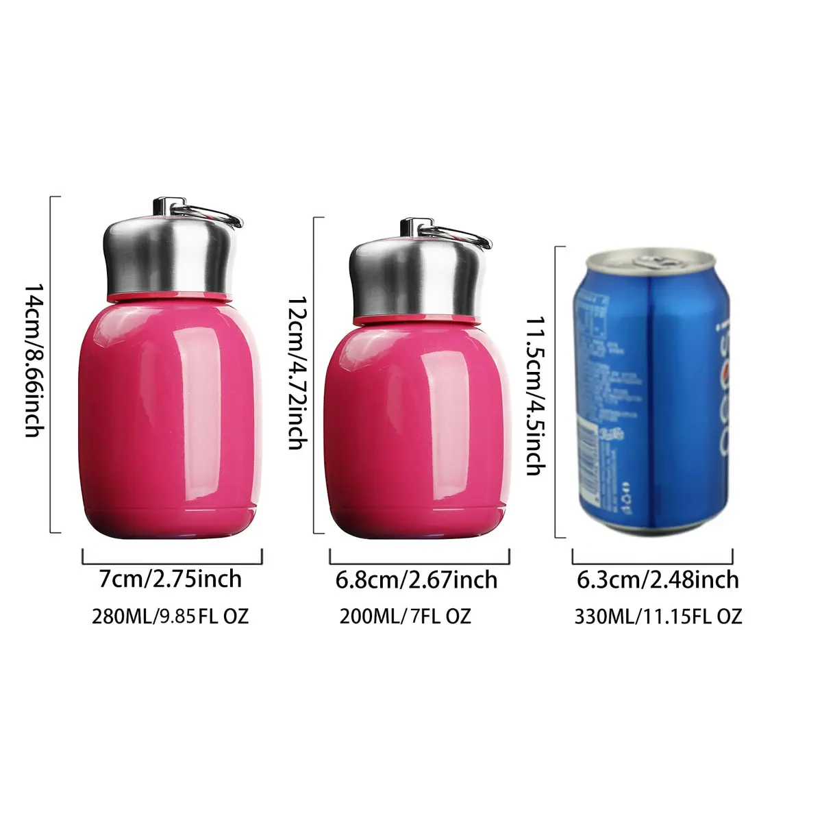 Comeon 7oz Mini Stainless Steel Water Bottle Vacuum Insulated Mug, Rose | Keeps Drinks Hot & Cold 6hrs - view 2