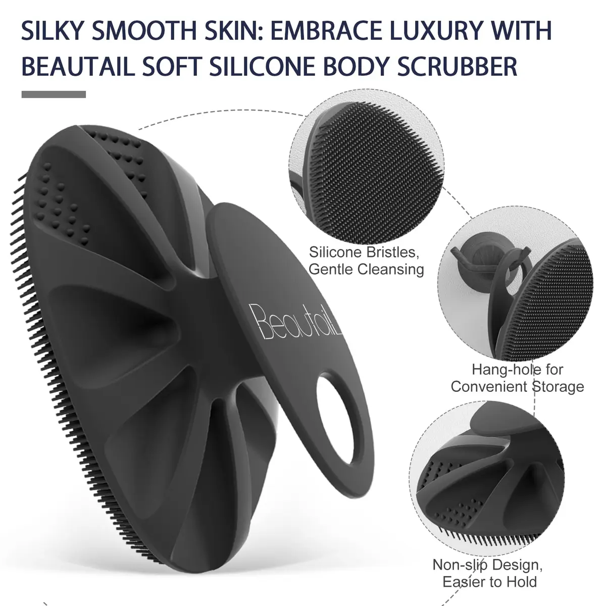 BEAUTAIL Silicone Body Scrubber Gentle Exfoliating Brush for Sensitive Skin | 83g (2.9oz) - view 4