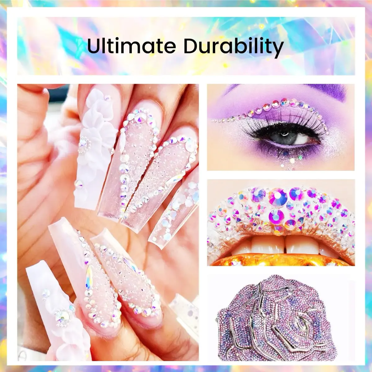 Novani Glass Crystal Rhinestones SS16 (3.8-4.0mm) 1440pcs | Flatback Round Gems for Nail Art, Crafts, Makeup, DIY Decoration - view 6