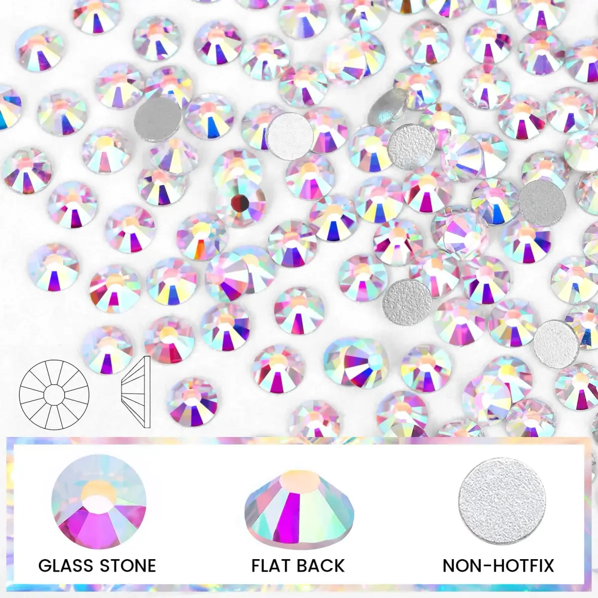 Novani Glass Crystal Rhinestones SS16 (3.8-4.0mm) 1440pcs | Flatback Round Gems for Nail Art, Crafts, Makeup, DIY Decoration - view 2
