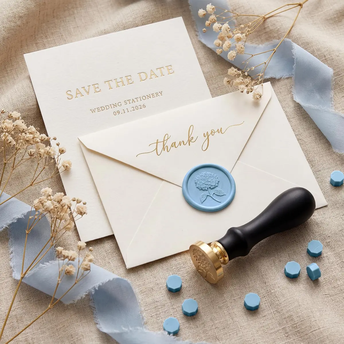 UNIQOOO Dusty Blue Sealing Wax Beads Nuggets 540 Pcs | Perfect for Wedding Invitations, Gift Wrapping, Wine Packages, Arts and Crafts Project - view 2