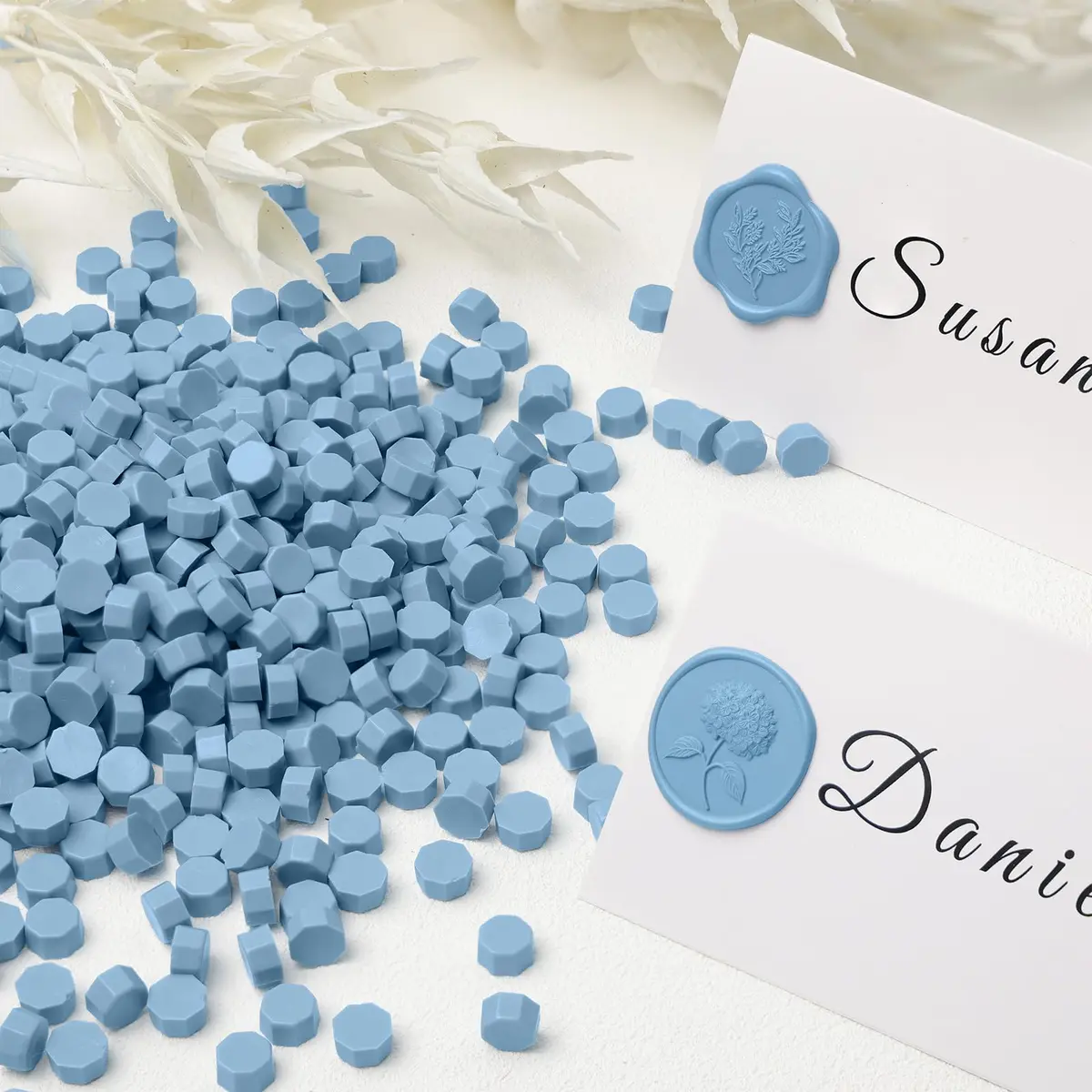 UNIQOOO Dusty Blue Sealing Wax Beads Nuggets 540 Pcs | Perfect for Wedding Invitations, Gift Wrapping, Wine Packages, Arts and Crafts Project - view 3