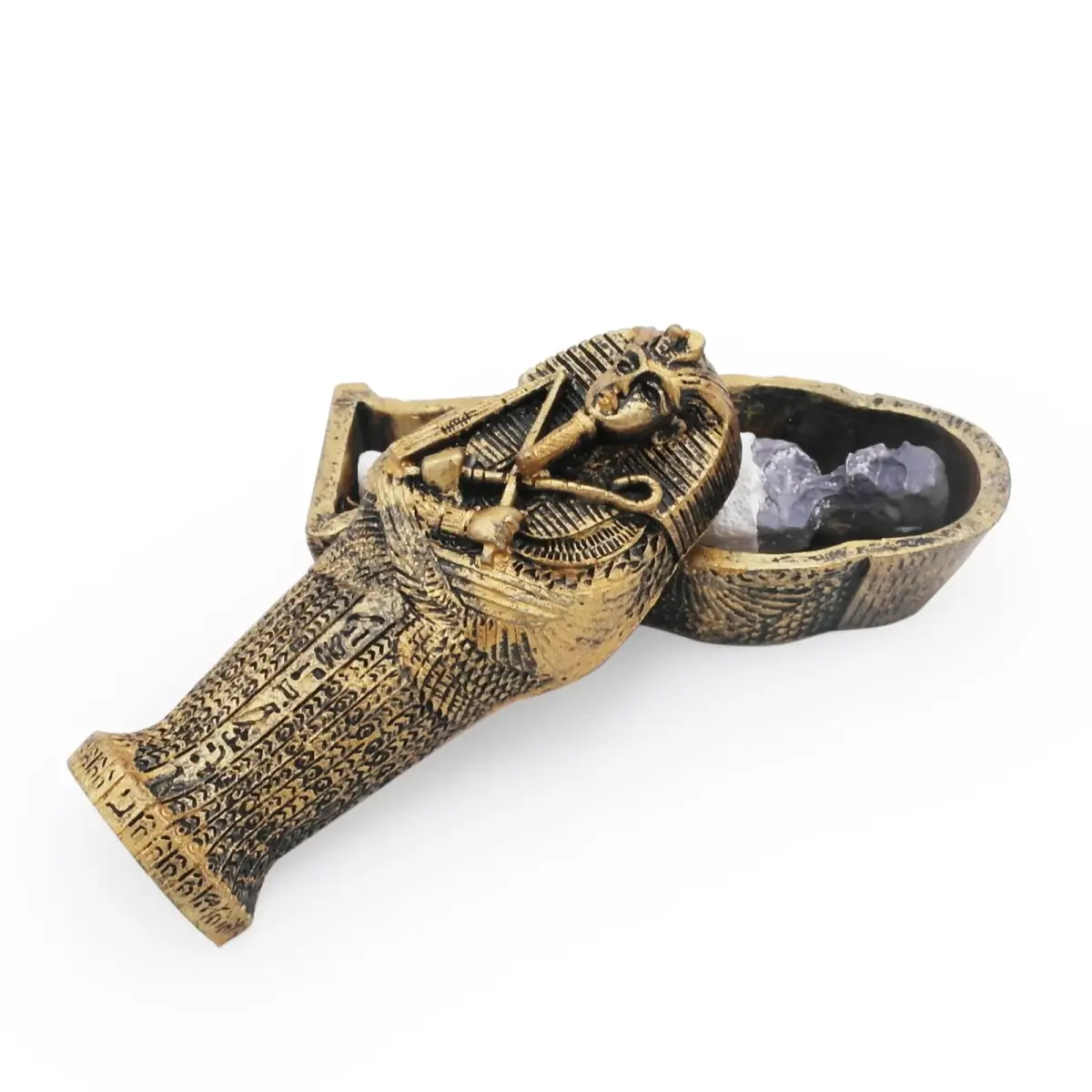 Kocris Casa Mummy Gold Coffin Aquarium Ornament 8.89cm (3.5in) L | Egypt Collection Resin Decor - main product image