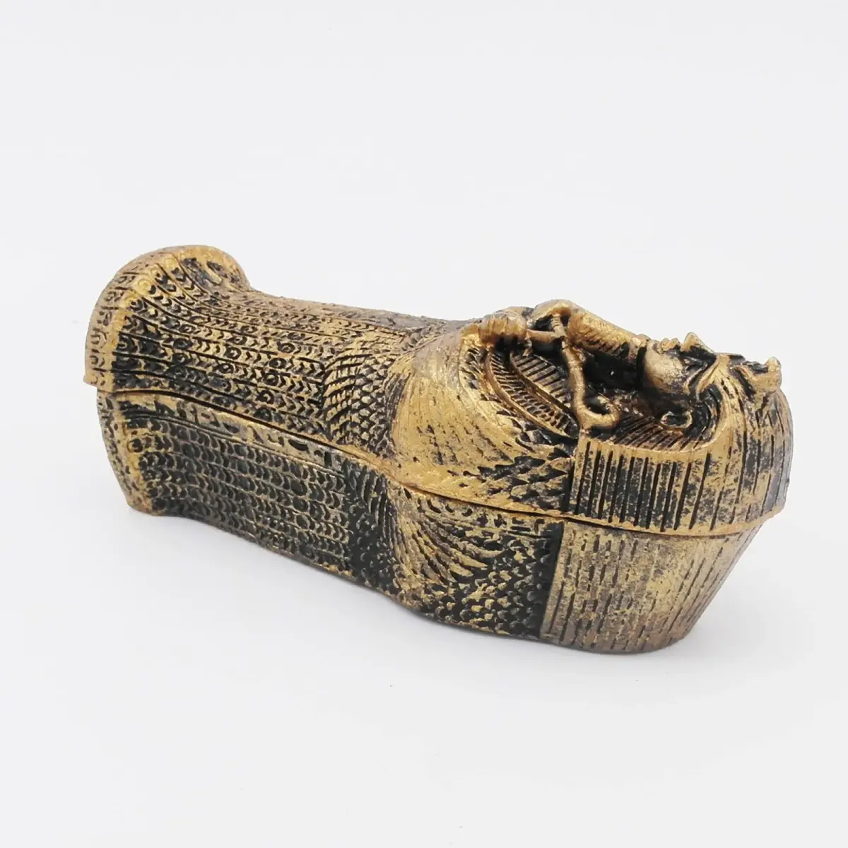 Kocris Casa Mummy Gold Coffin Aquarium Ornament 8.89cm (3.5in) L | Egypt Collection Resin Decor - view 3