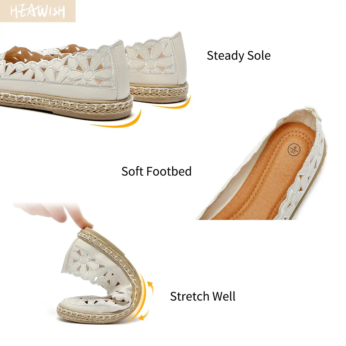 HEAWISH Women's PU Leather Ballet Flats Espadrille Loafers | Breathable, Lightweight & Casual (70-120 chars) - view 4