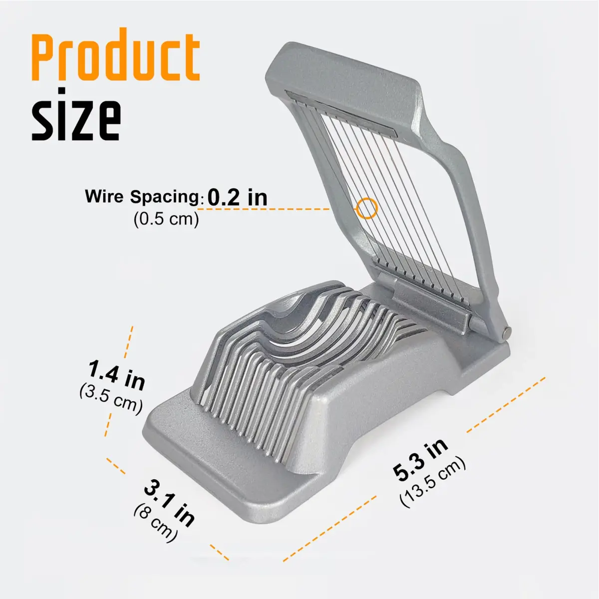 REDSETS Multipurpose Heavy Duty Aluminium Egg Slicer with Stainless Steel Wire | 9 cm (3.5 in) Slices - view 4