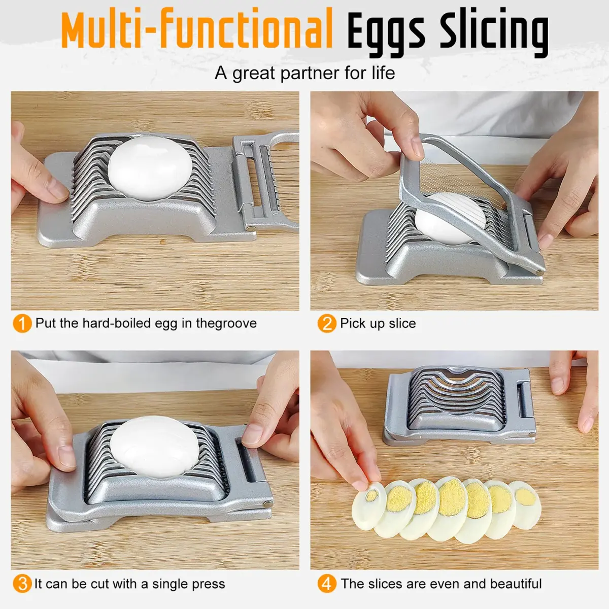 REDSETS Multipurpose Heavy Duty Aluminium Egg Slicer with Stainless Steel Wire | 9 cm (3.5 in) Slices - view 5