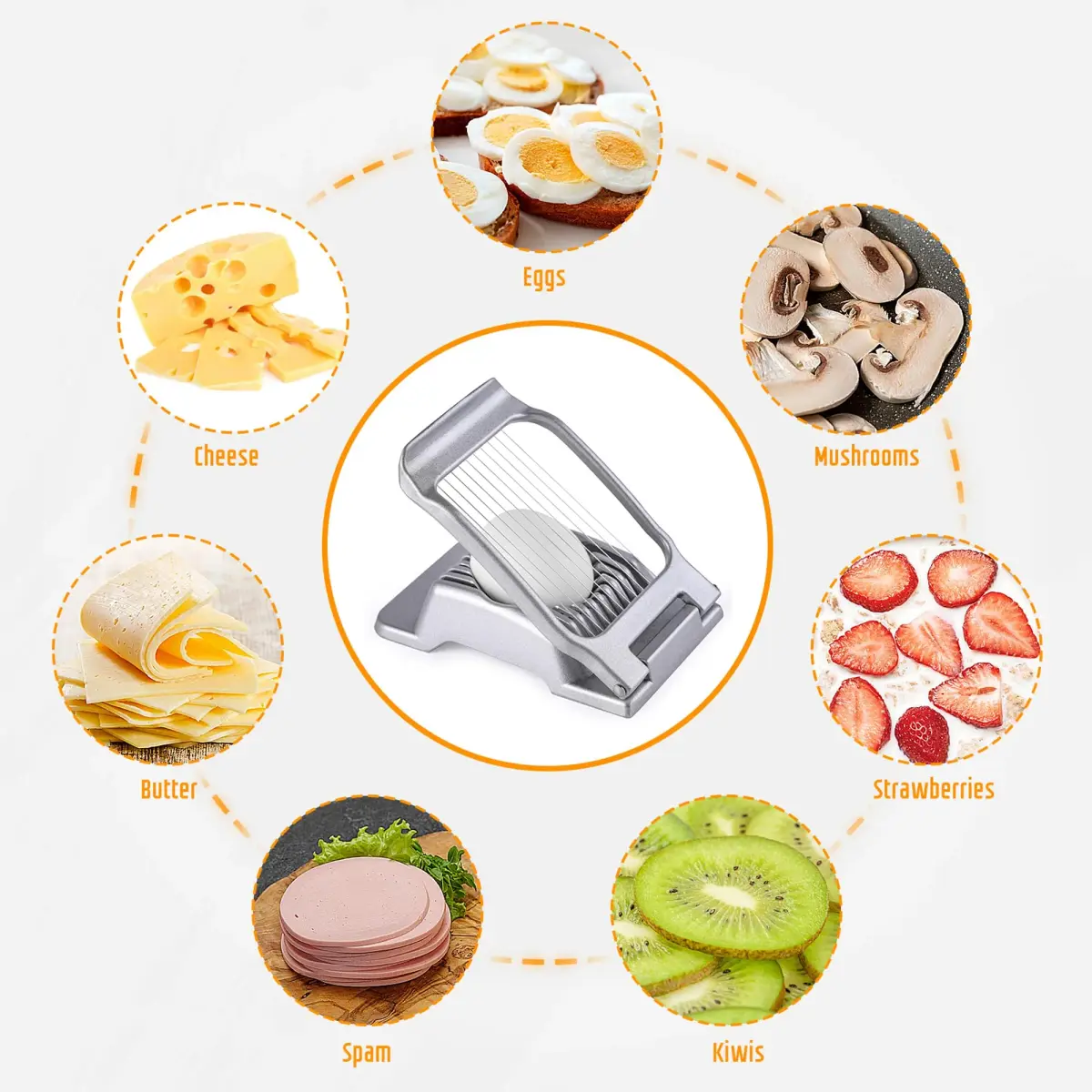 REDSETS Multipurpose Heavy Duty Aluminium Egg Slicer with Stainless Steel Wire | 9 cm (3.5 in) Slices - view 2