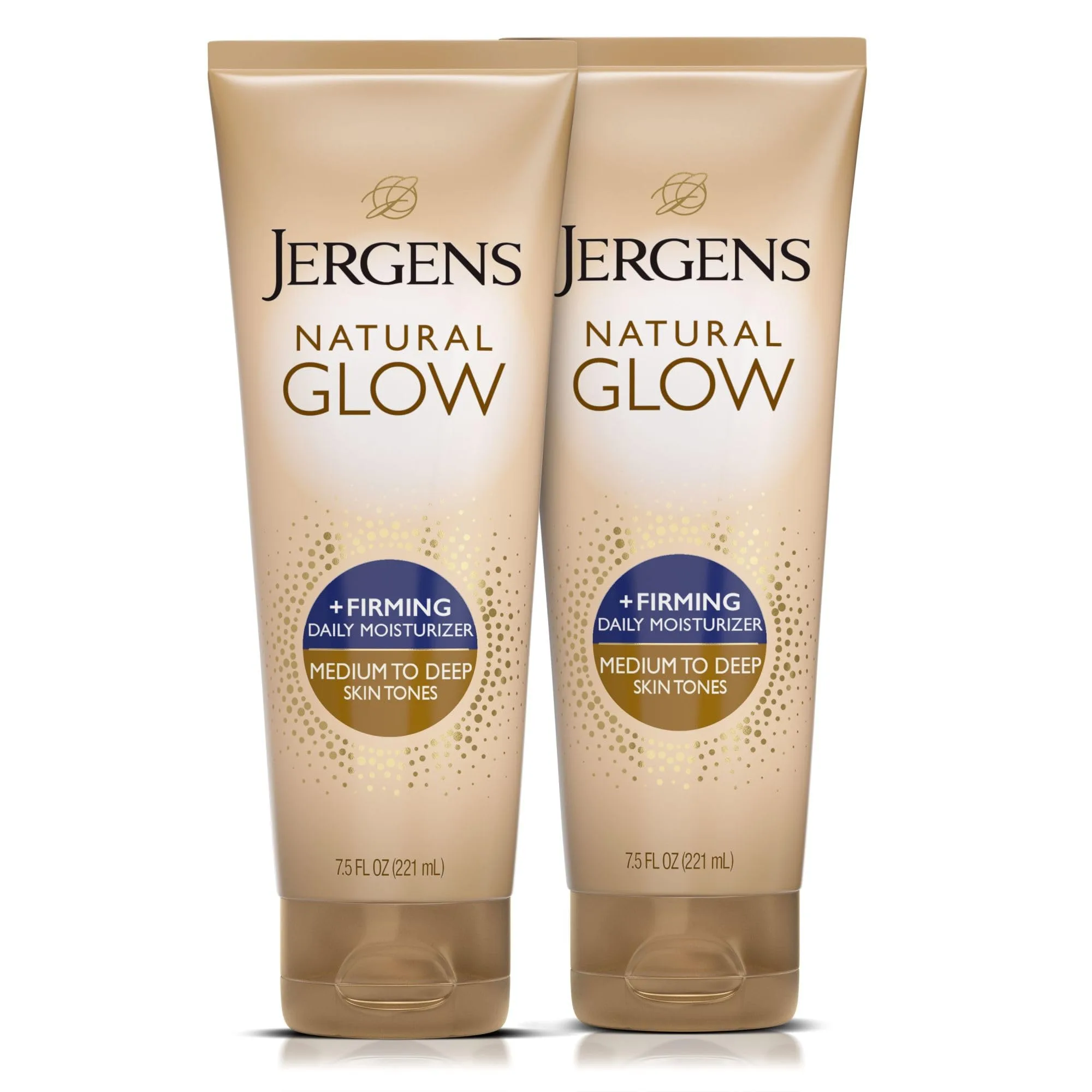 Jergens Natural Glow +Firming Body Lotion, Medium to Deep Skin Tone, 2x7.5 Oz | USA Import, Arrives 2-8 Days - main product image