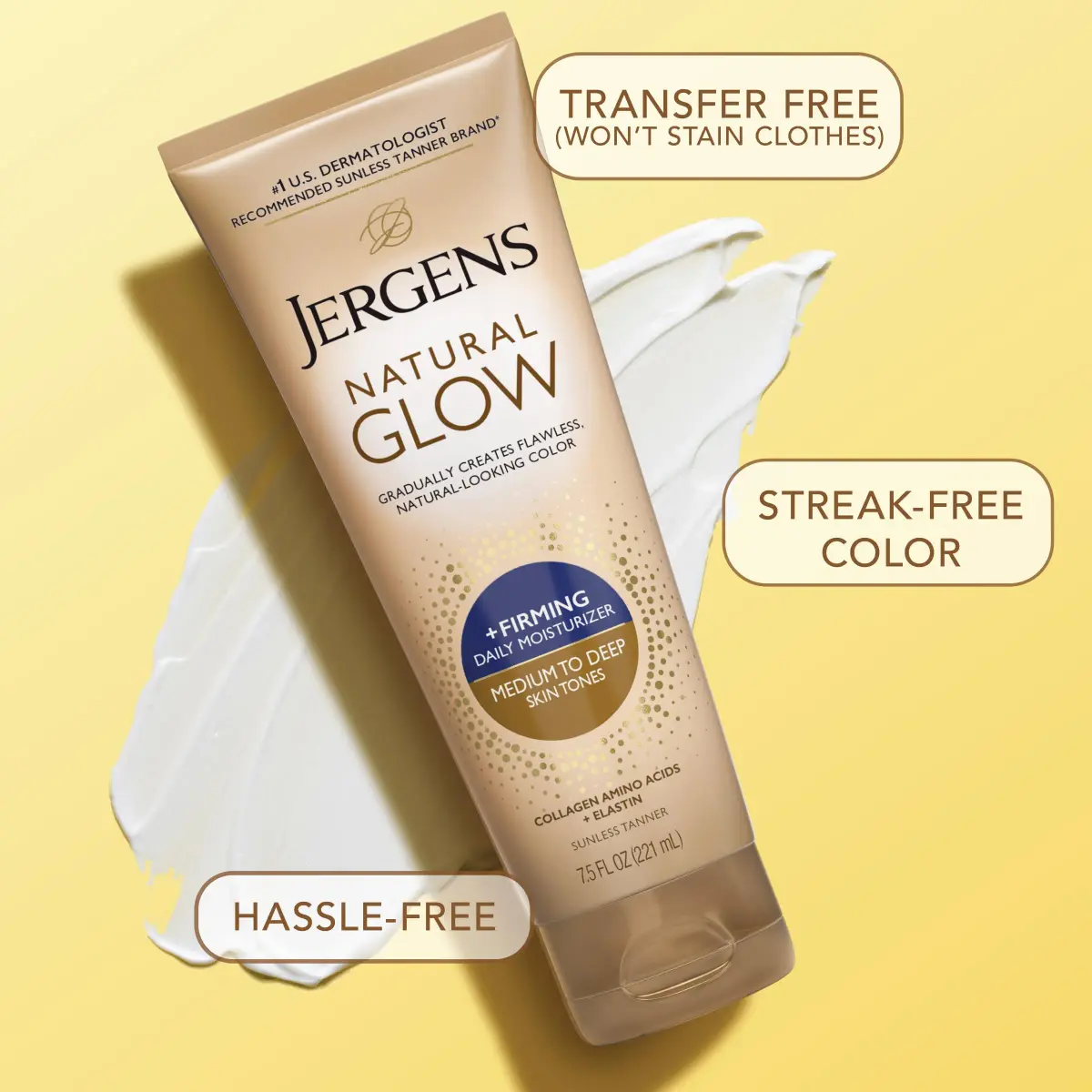 Jergens Natural Glow +Firming Body Lotion, Medium-Deep, 2x222ml (7.5 Fl Oz) | Gradual Tan & Cellulite Reduction - view 6